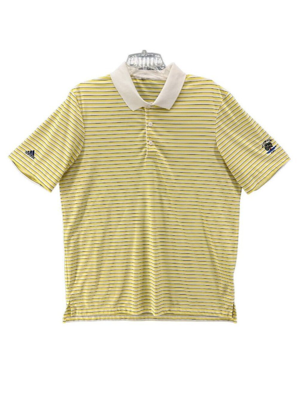 Adidas Mens Golf Polo Size XL Yellow Stripe Brookside Country Club Tournament